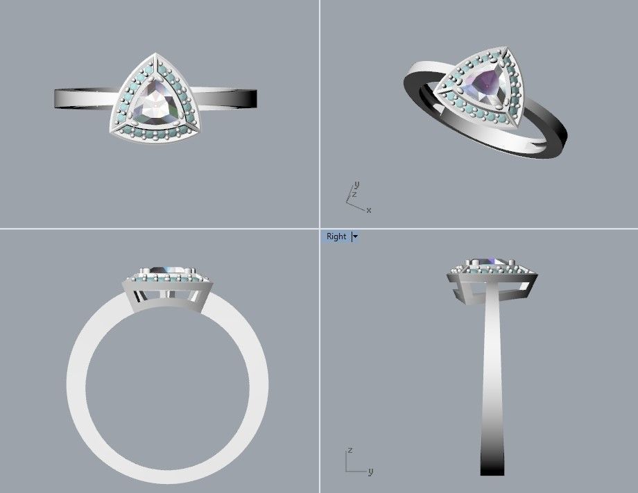 Women Ring trillion 3dm stl 3D print model 3D print model_25