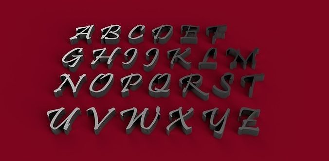 PRISTINA font uppercase and lowercase 3D letters STL file  3D print model