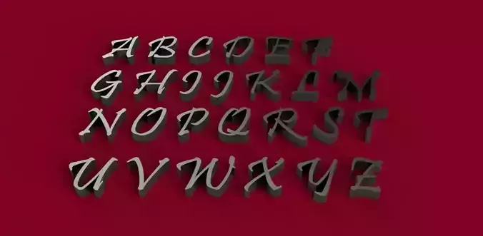 PRISTINA font uppercase and lowercase 3D letters STL file  3D print model