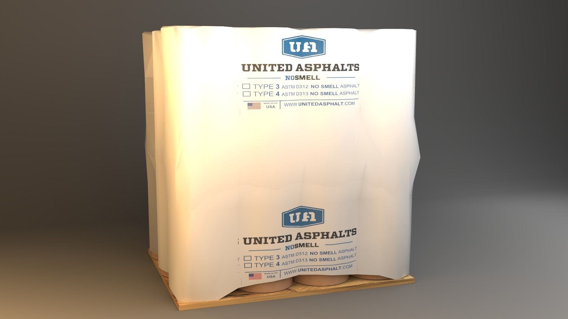 Barrels on pallet with wrap  3D model_2