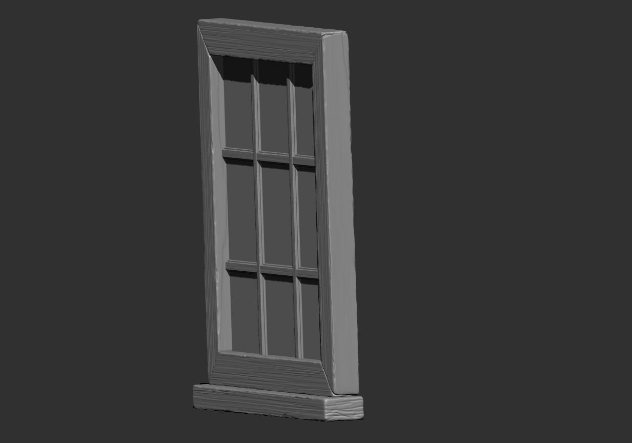 Medieval Window Small Square Glass 3D Model Tudor Low-poly 3D model_8