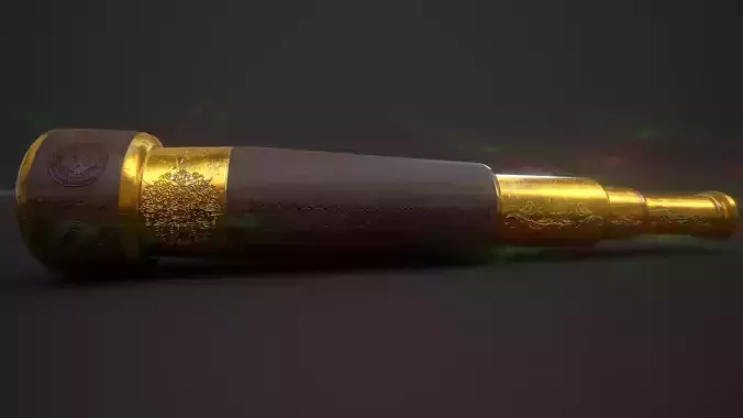Telescope golden Low-poly 3D model