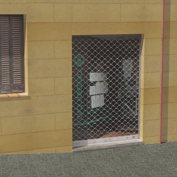 Building with windows and balconies Low-poly 3D model_5