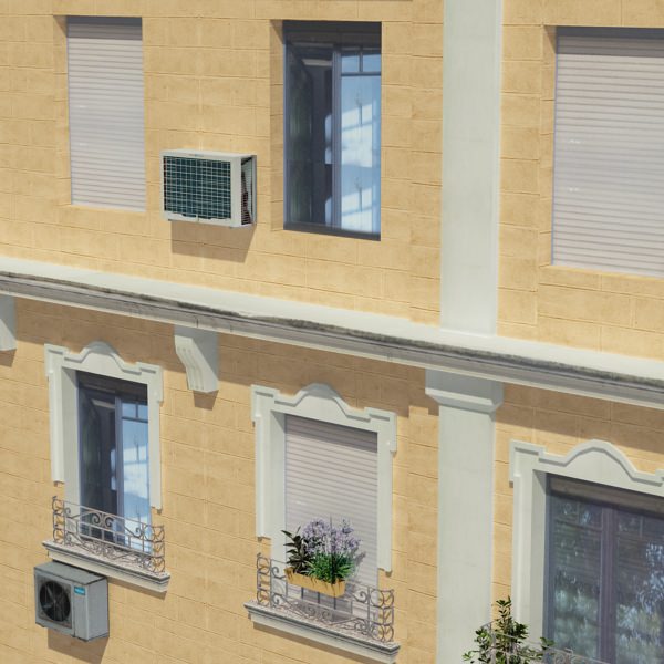 Building with windows and balconies Low-poly 3D model_6