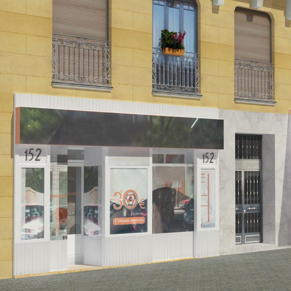 Building with windows and balconies Low-poly 3D model_3