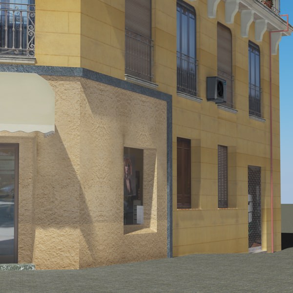Building with windows and balconies Low-poly 3D model_4