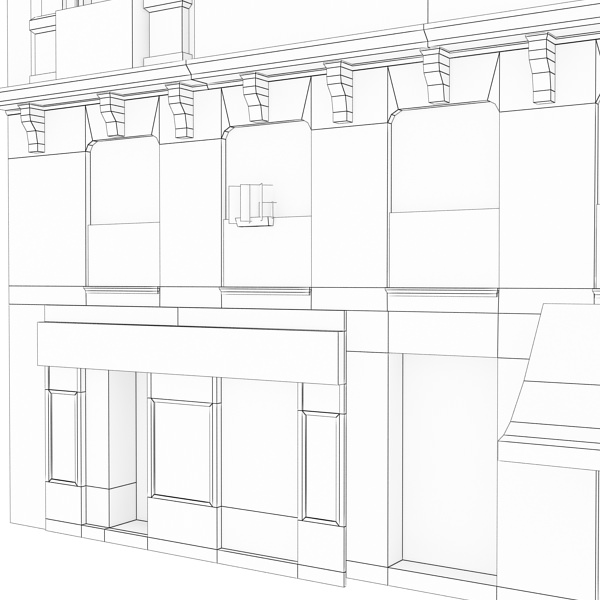 Building with windows and balconies Low-poly 3D model_13