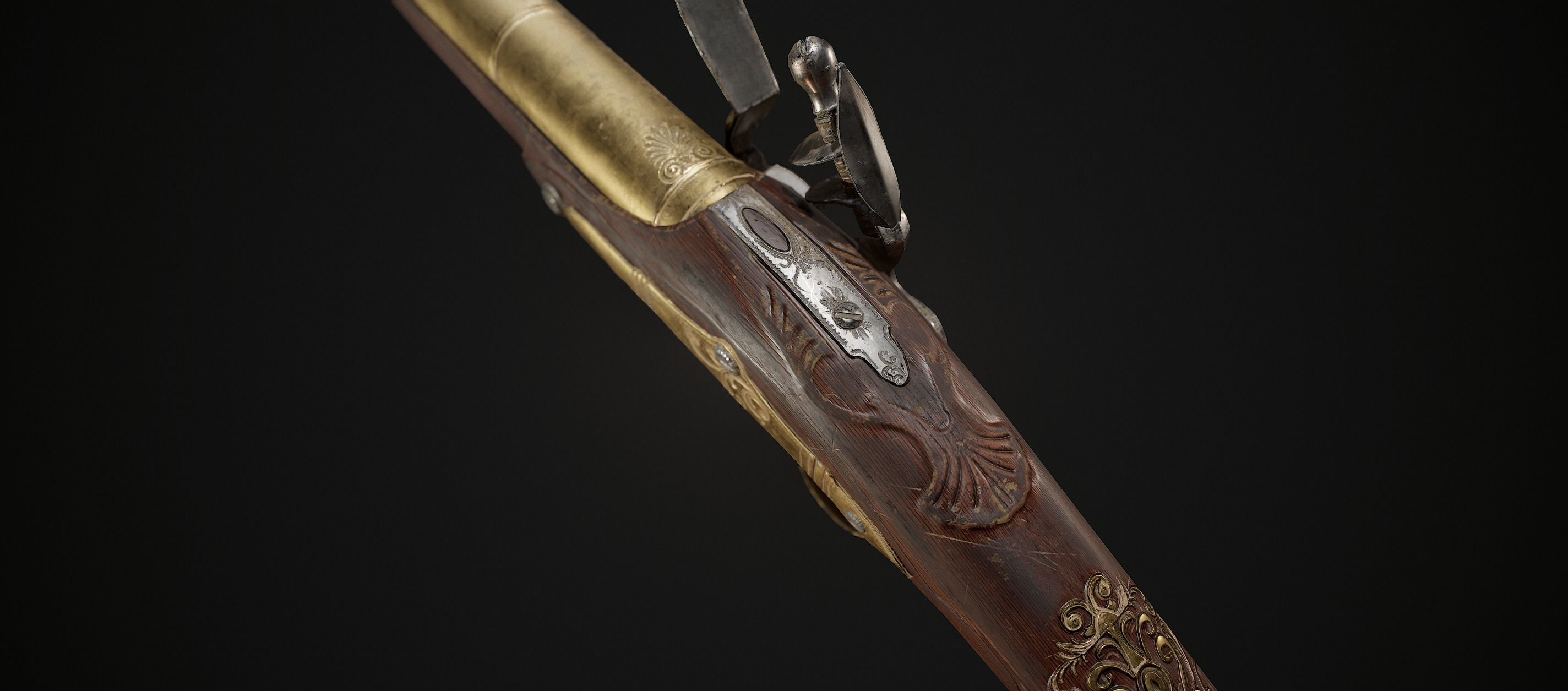 PBR Flintlock Blunderbuss Musket Low-poly 3D model_6