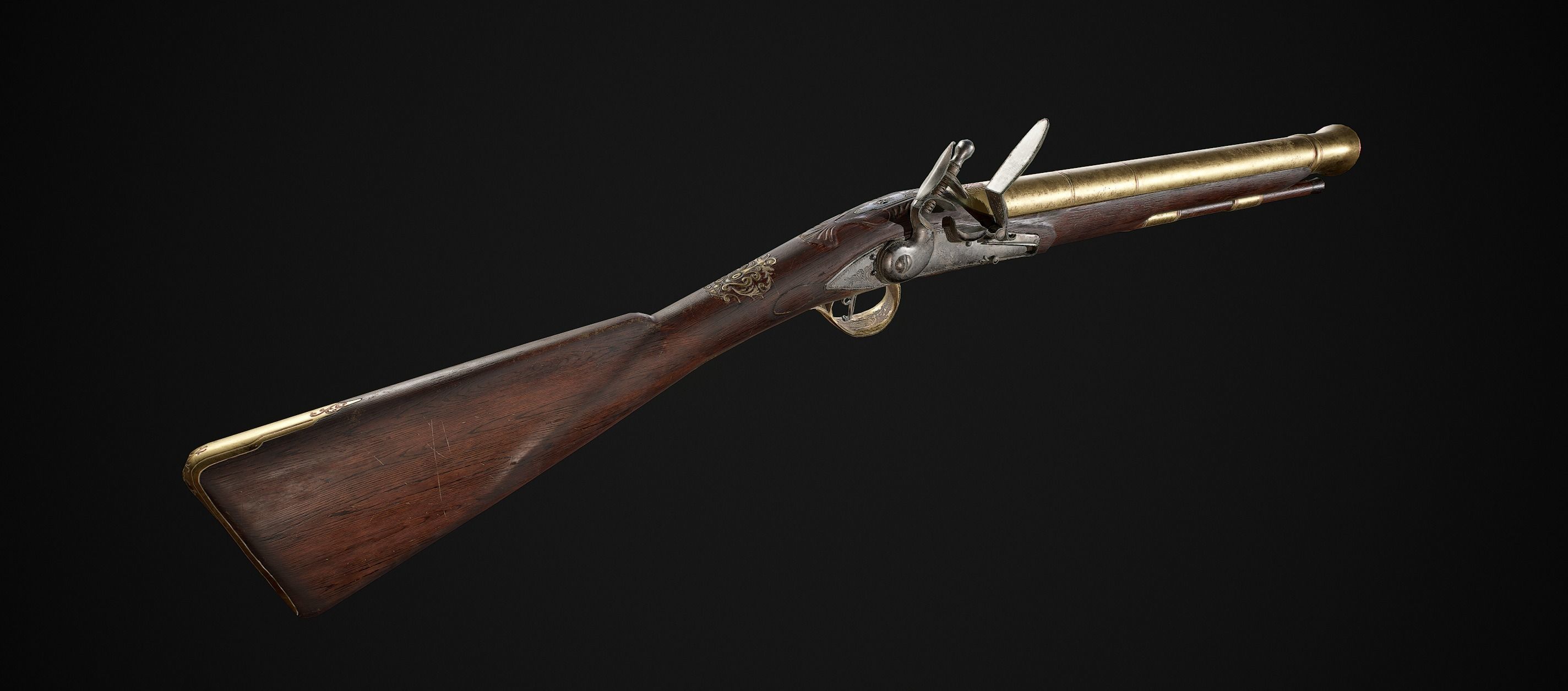 PBR Flintlock Blunderbuss Musket Low-poly 3D model_5