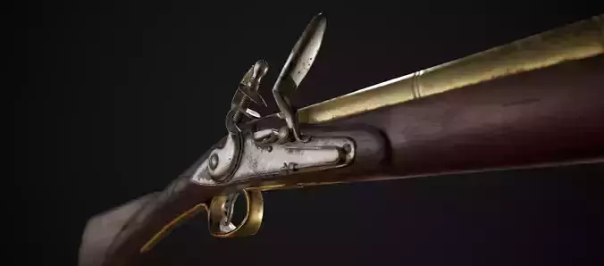 PBR Flintlock Blunderbuss Musket Low-poly 3D model