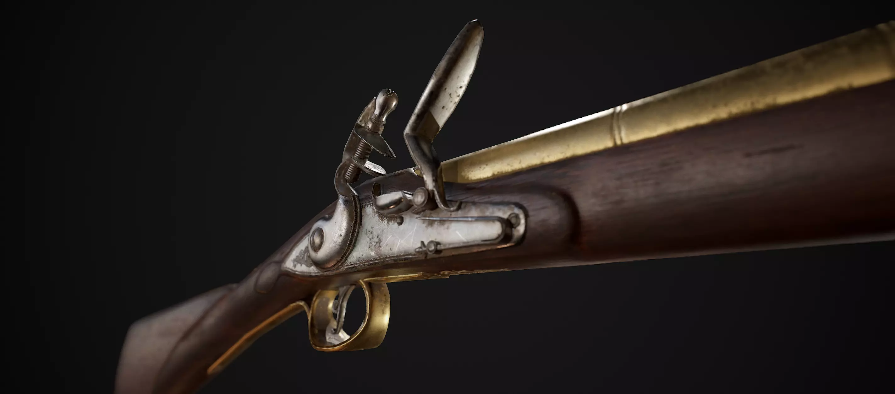 PBR Flintlock Blunderbuss Musket Low-poly 3D model_0