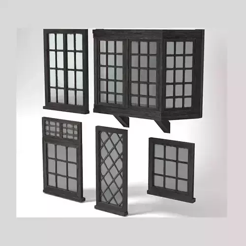 Medieval Windows Set of Five Low-poly 3D model