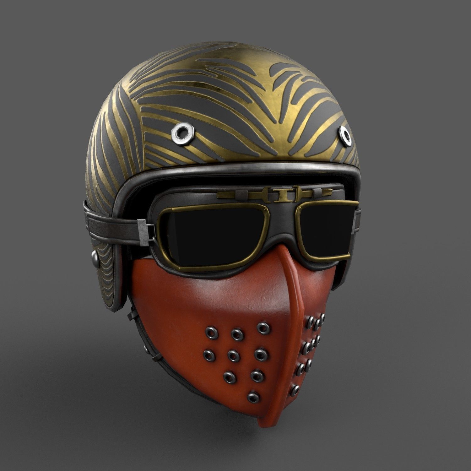 Scifi helmet steampunk low poly Low-poly 3D model_3