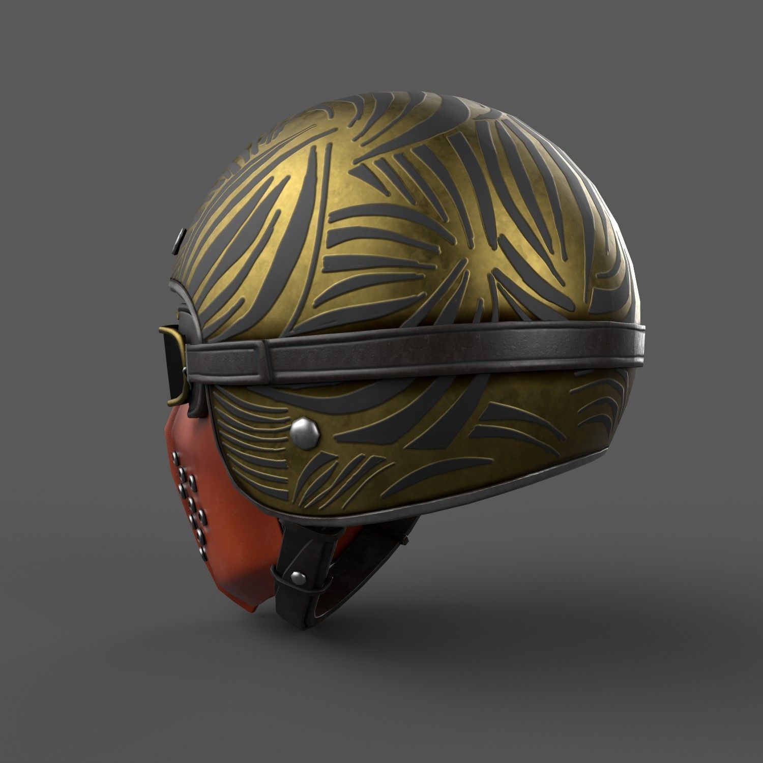 Scifi helmet steampunk low poly Low-poly 3D model_1