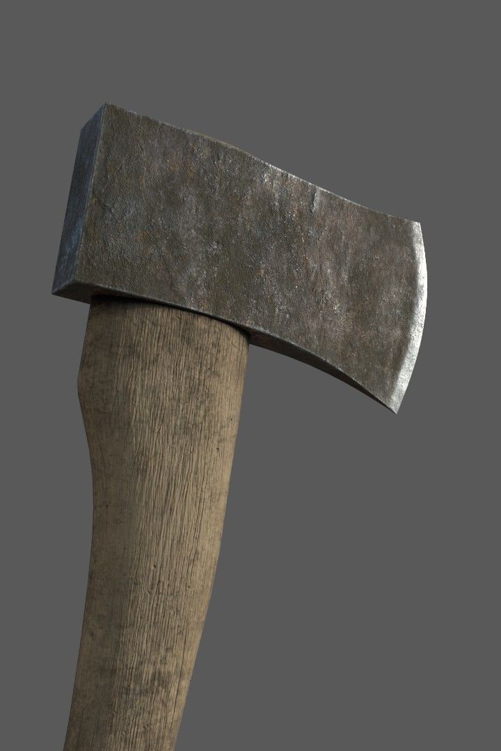 PBR Wood Axe Low-poly 3D model_5
