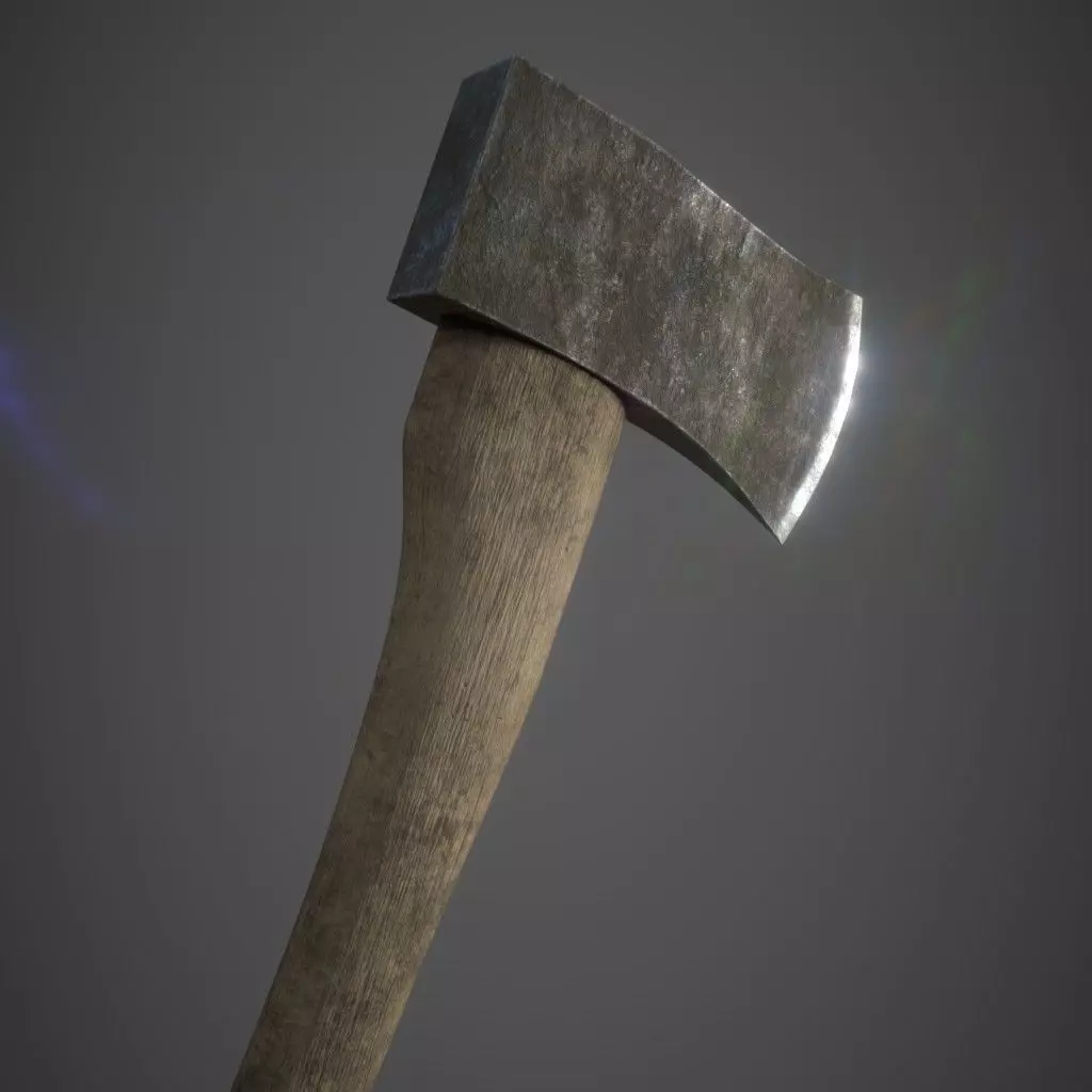 PBR Wood Axe Low-poly 3D model_0