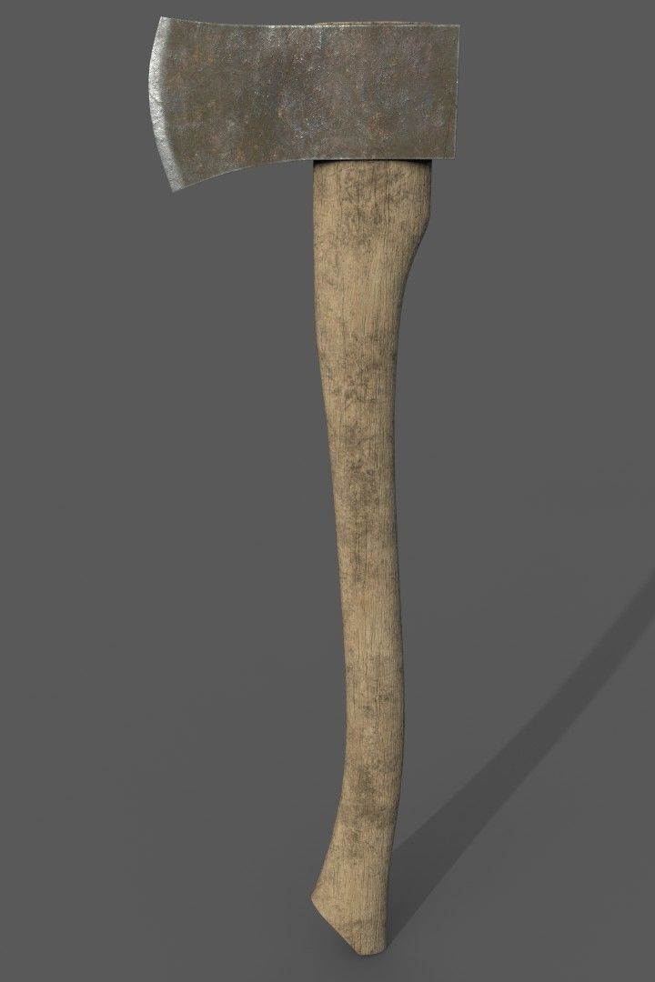 PBR Wood Axe Low-poly 3D model_1