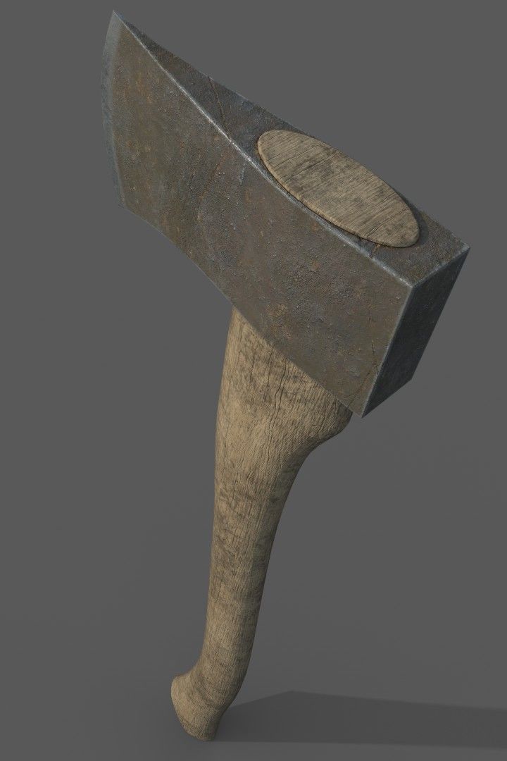 PBR Wood Axe Low-poly 3D model_4