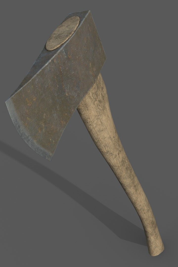 PBR Wood Axe Low-poly 3D model_2