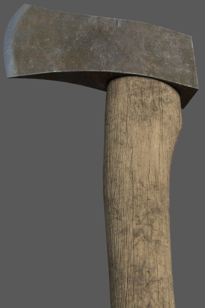 PBR Wood Axe Low-poly 3D model_3