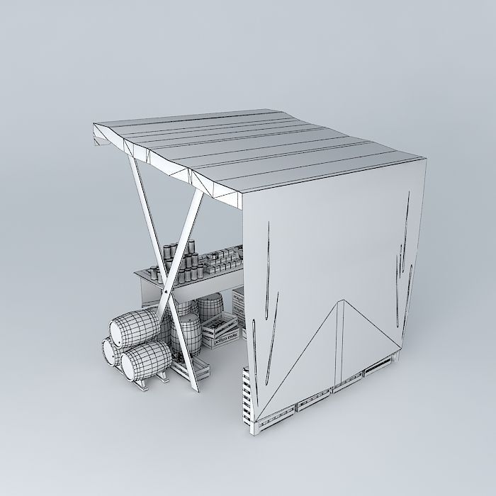 Market Stall Free 3D model_4
