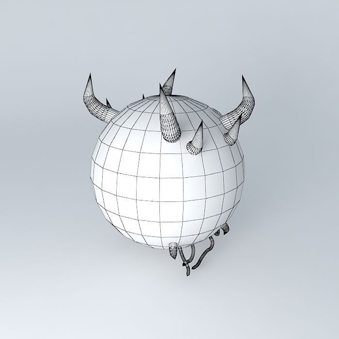 Cacodemon ball with horns and teeth Free 3D model_4