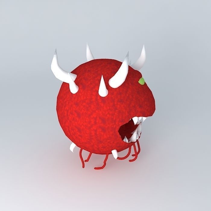 Cacodemon ball with horns and teeth Free 3D model_1