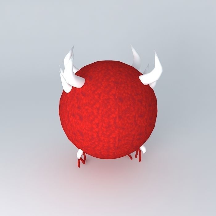 Cacodemon ball with horns and teeth Free 3D model_2