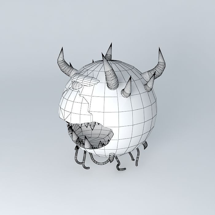 Cacodemon ball with horns and teeth Free 3D model_3