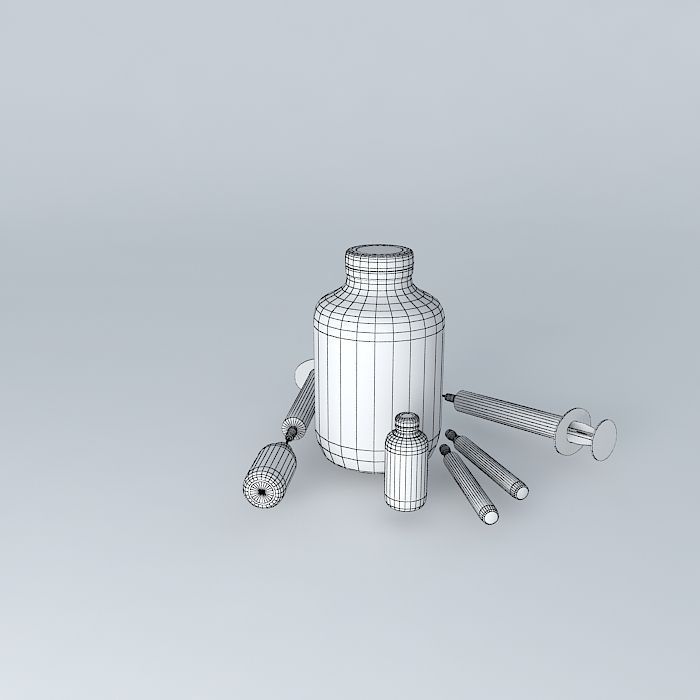 Syringe and other medical supplies Free 3D model_3