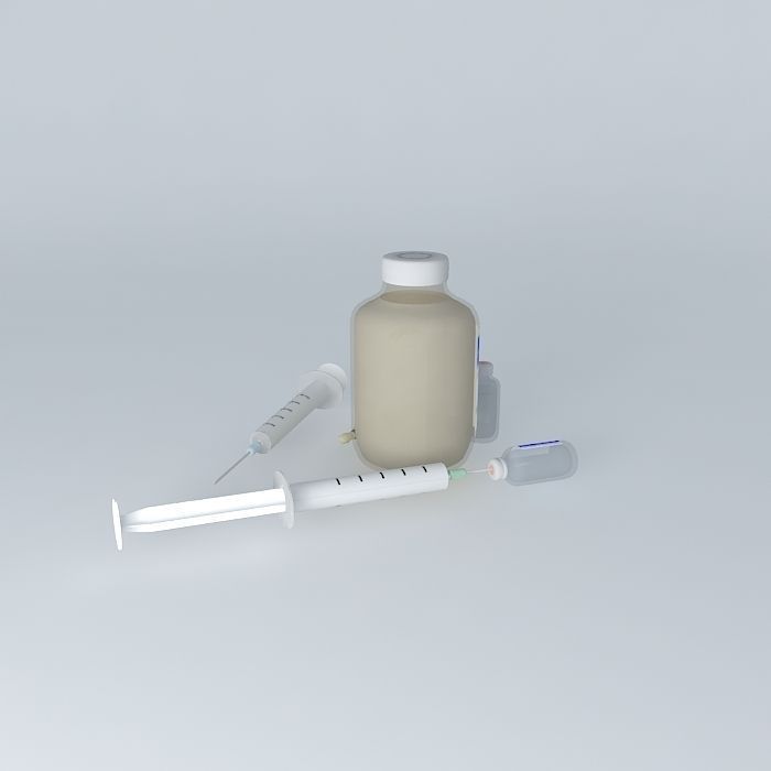 Syringe and other medical supplies Free 3D model_1