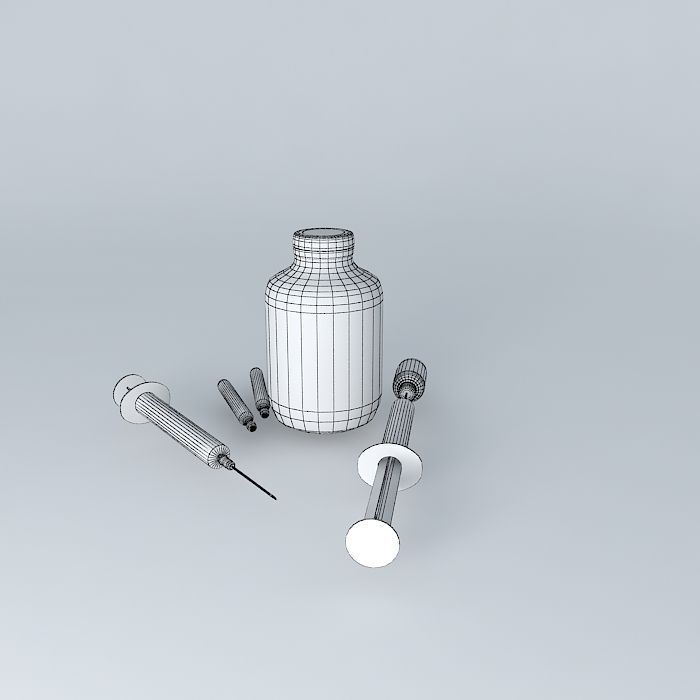 Syringe and other medical supplies Free 3D model_4