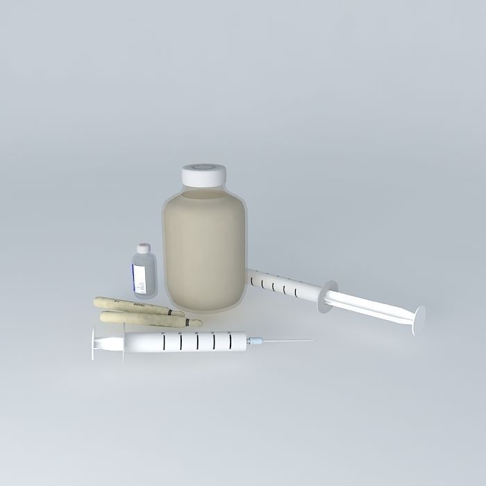 Syringe and other medical supplies Free 3D model_2