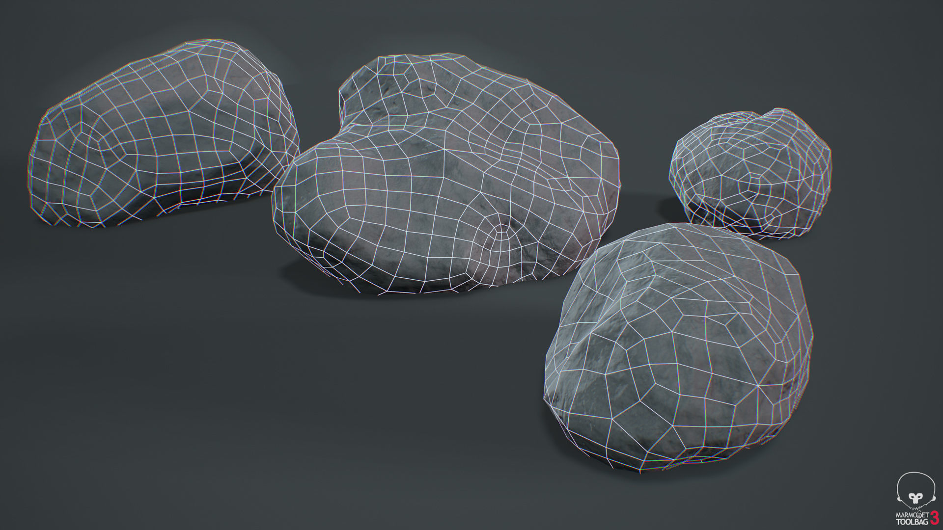 Gray Rocks Low-poly 3D model_9