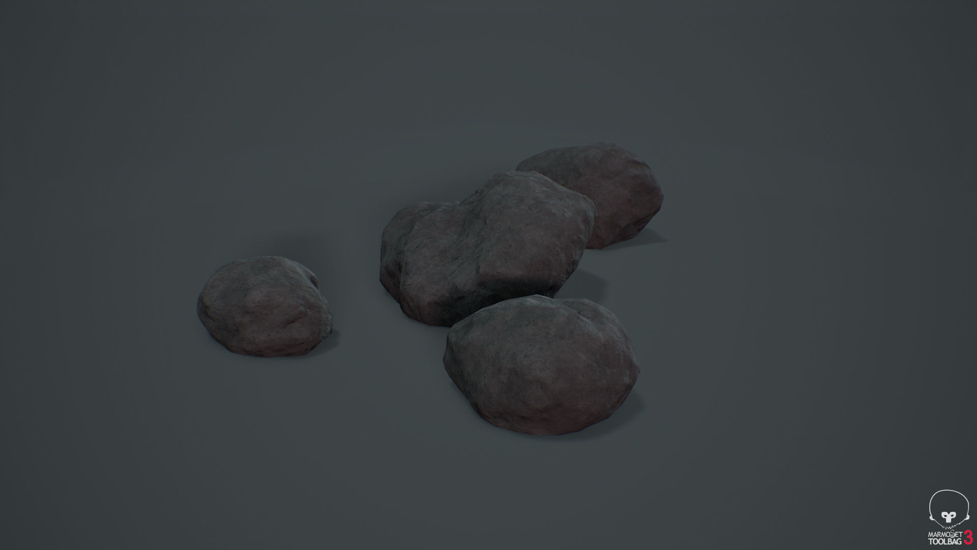 Gray Rocks Low-poly 3D model_4