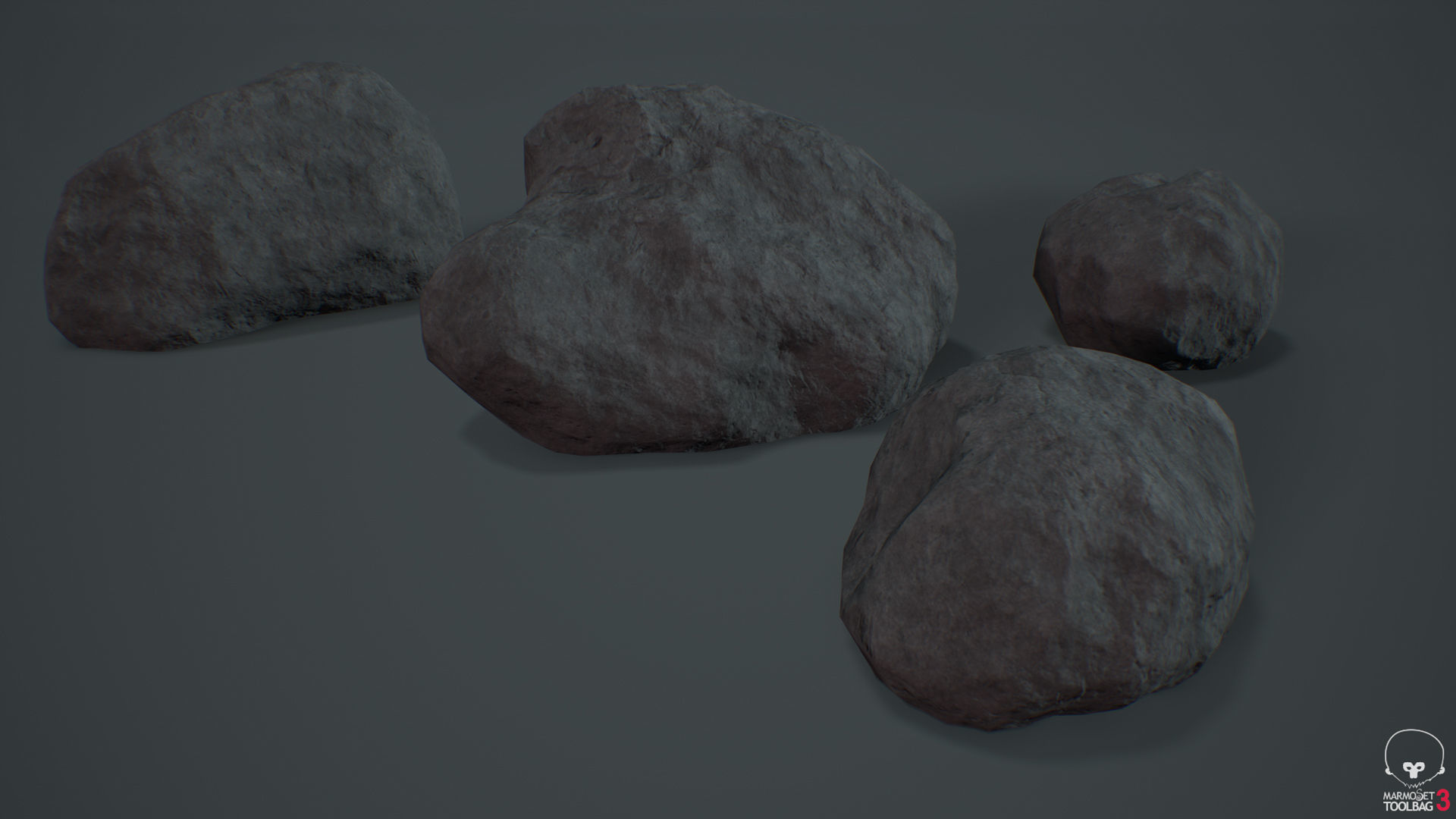 Gray Rocks Low-poly 3D model_5
