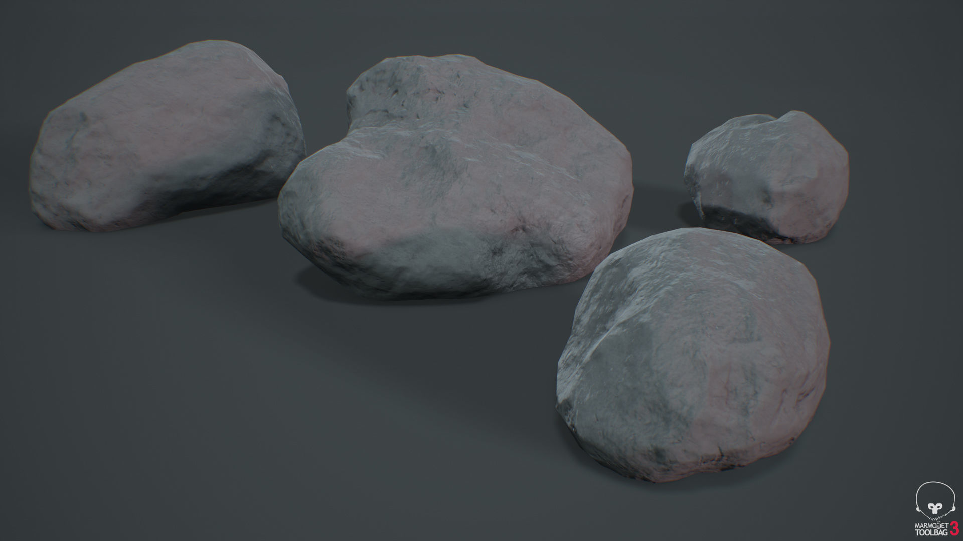 Gray Rocks Low-poly 3D model_2