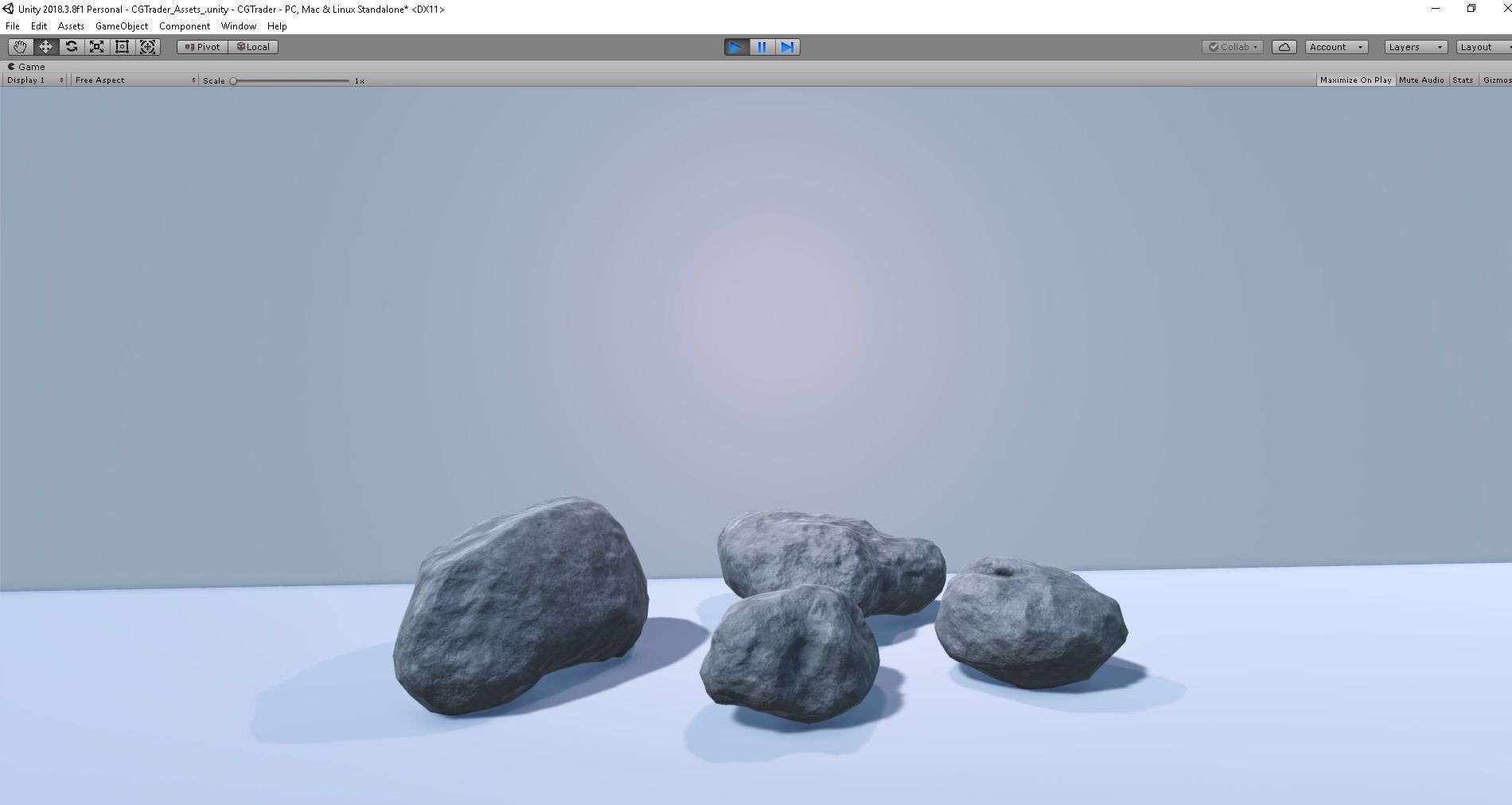 Gray Rocks Low-poly 3D model_1