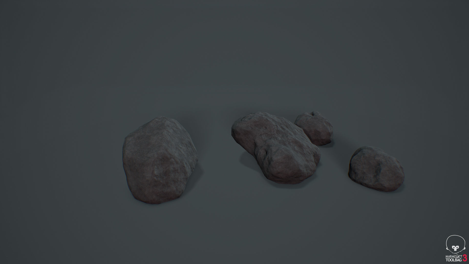 Gray Rocks Low-poly 3D model_6