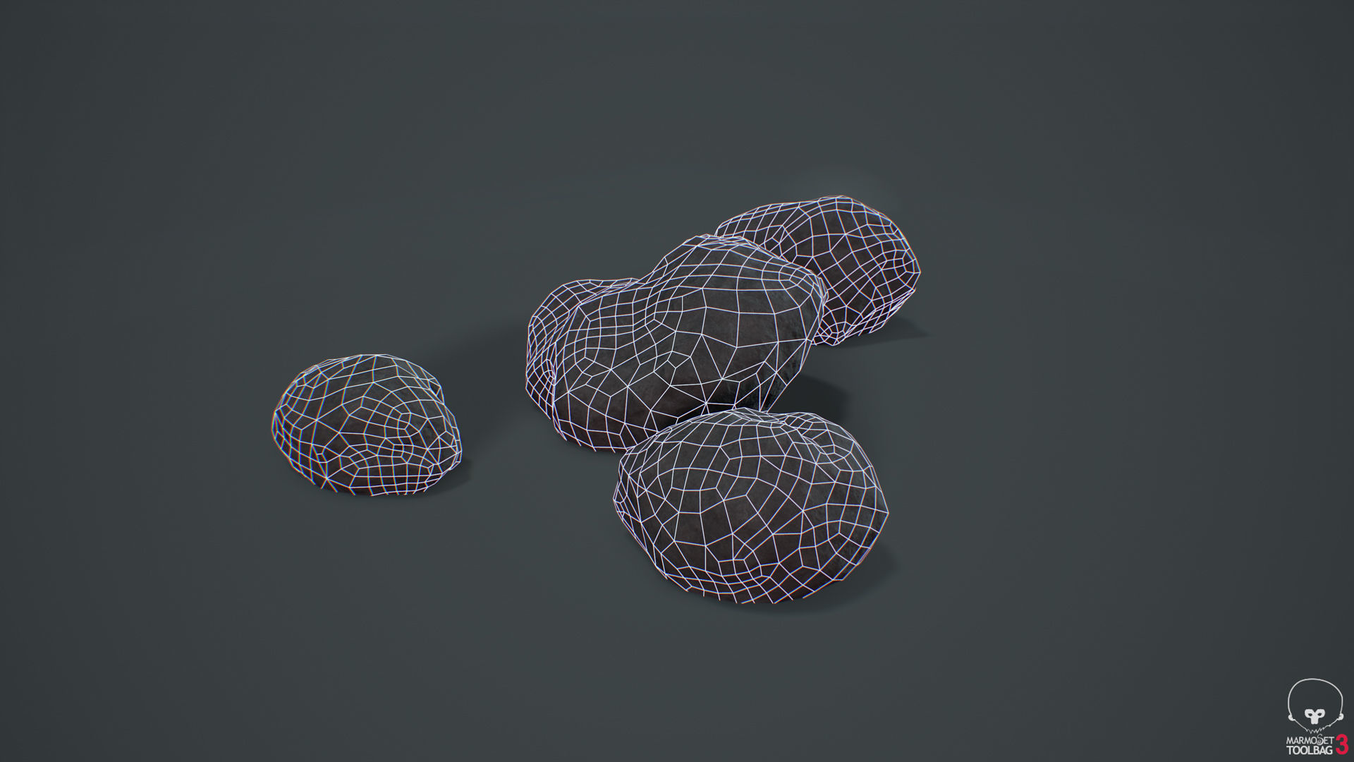Gray Rocks Low-poly 3D model_7