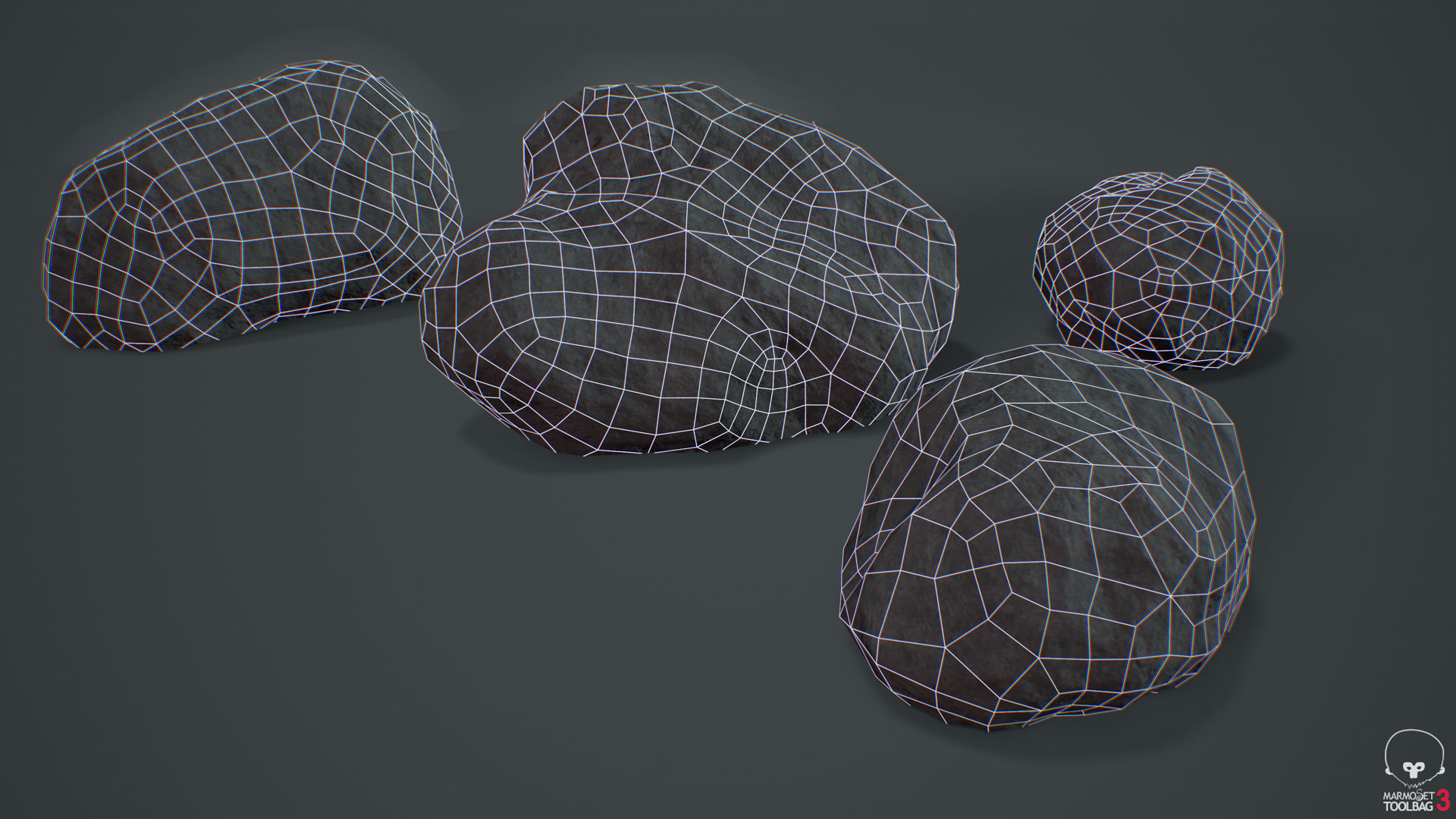 Gray Rocks Low-poly 3D model_8