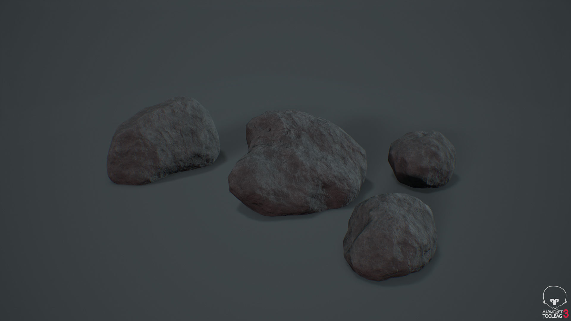 Gray Rocks Low-poly 3D model_3