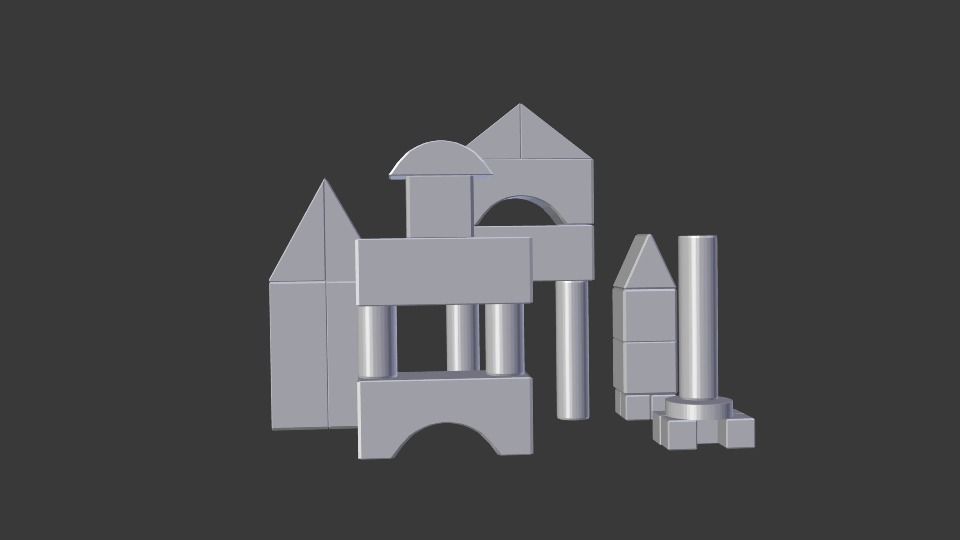 Toy Blocks Low-poly 3D model_4