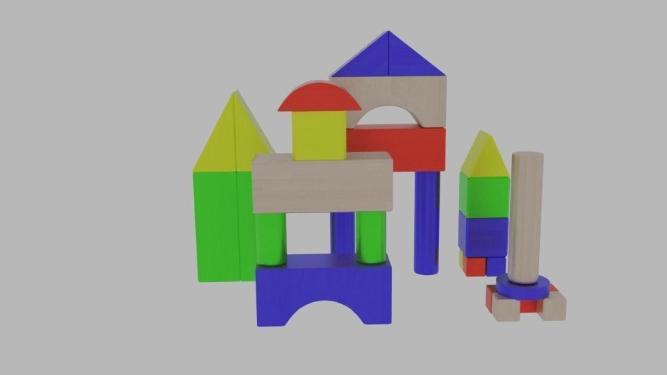 Toy Blocks Low-poly 3D model_0