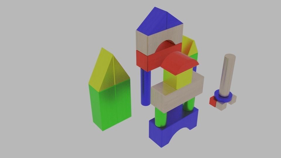 Toy Blocks Low-poly 3D model_2