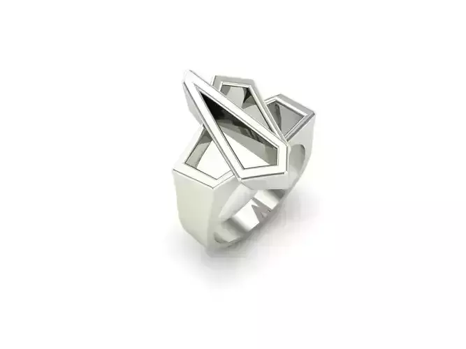 Ex-74 silver ring with abstract design