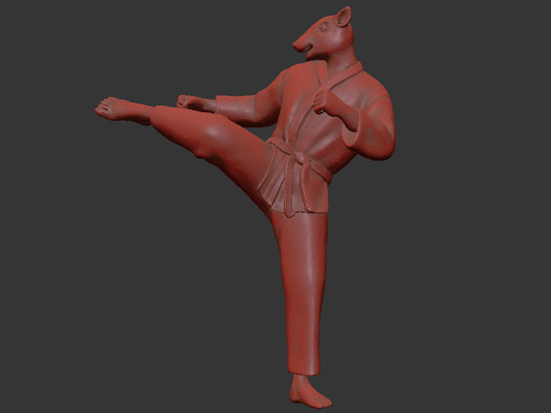 Rat Roundhouse Kick 3D print model_7