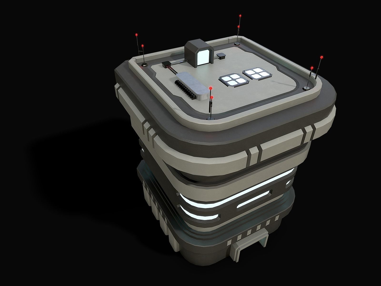 Lowpoly Modular Scifi Building 02 Low-poly 3D model_4