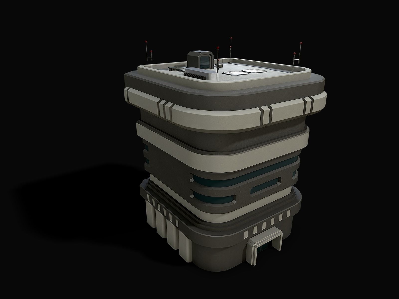 Lowpoly Modular Scifi Building 02 Low-poly 3D model_3