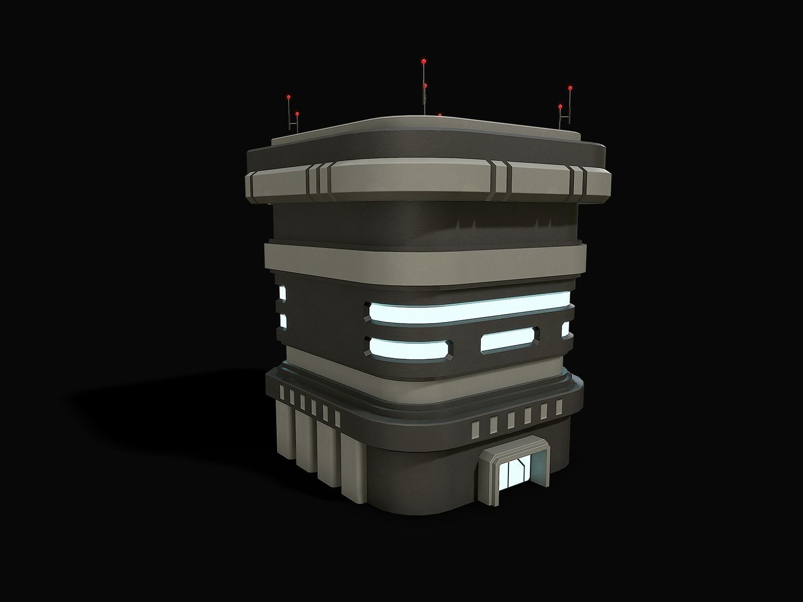 Lowpoly Modular Scifi Building 02 Low-poly 3D model_7
